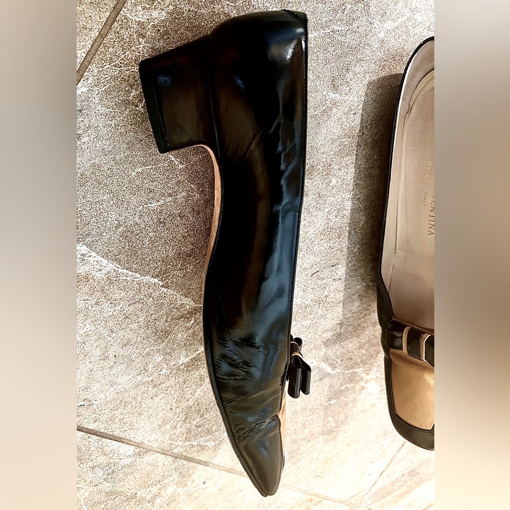 Silvia Fiorentina Black & Tan Pumps w/ Bow Size 8 - Picture 5 of 11